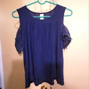 Navy Blue Cold Shoulder Top